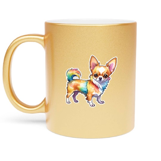 Chihuahua Watercolor Metallic Mugs