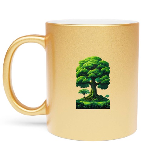 Enchanted Forest Motif - Whimsical Nature-Inspired Metallic Mugs