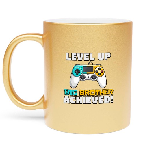Funny Big Brother Level Up Metallic Mugs