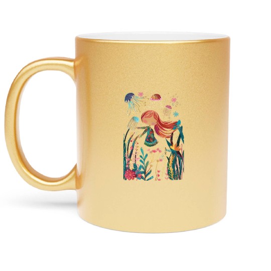 jellyfish girl Metallic Mugs