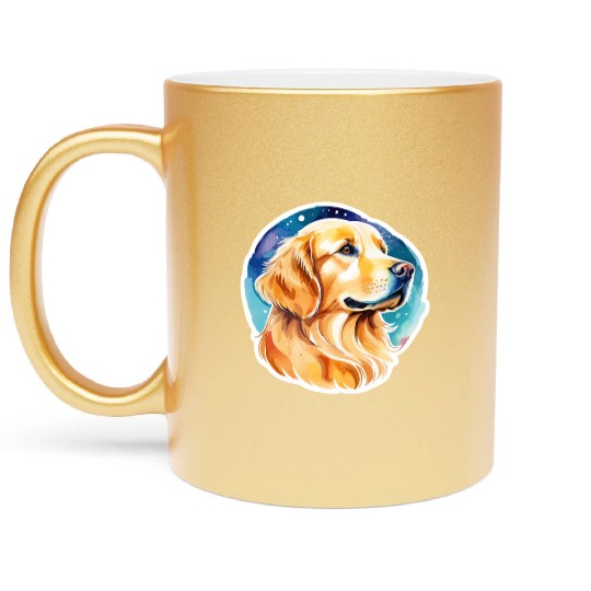 Golden Retriever Watercolor Metallic Mugs
