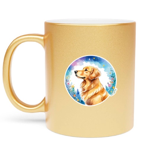 Golden Retriever Watercolor Metallic Mugs