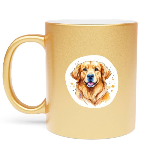 Golden Retriever Watercolor Metallic Mugs