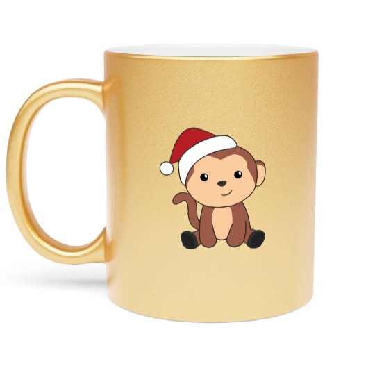 Monkey Christmas Snow Winter Animals Monkeys Metallic Mugs