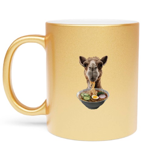Camel Eating Ramen Realistic Metallic Mugs