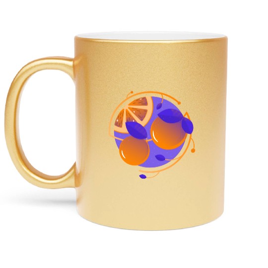 Orange Fruit Metallic Mugs
