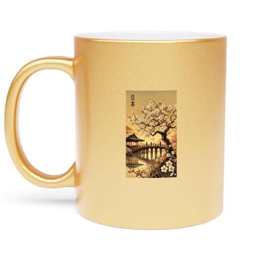 Japan church flowers Tokyo design Metallic Mugs