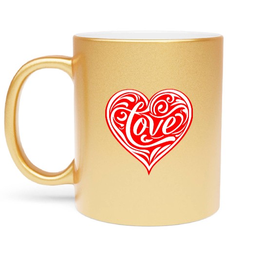 Tribal Love Heart LIKE US ON FACEBOOK # Metallic Mugs