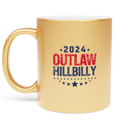 Trump Vance 2024 Outlaw Hillbilly US Flag Metallic Mugs