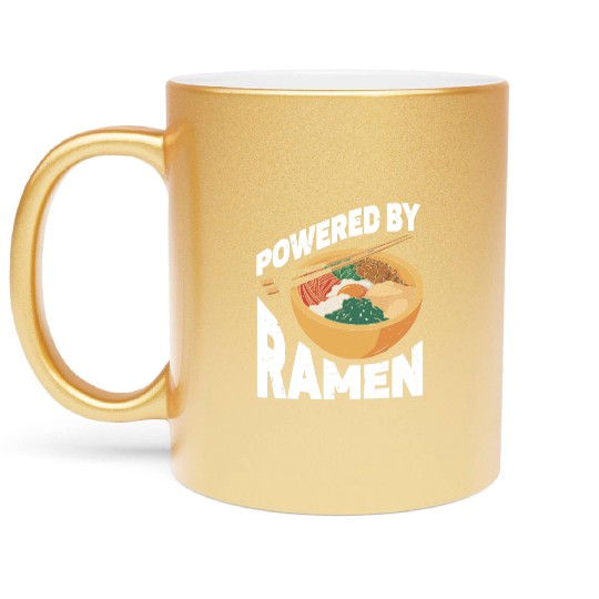 Powered By Ramen Anime Japanese Soup Cup Noodle Metallic Mugs
