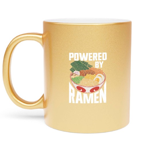 Powered By Ramen Anime Japanese Soup Cup Noodle Metallic Mugs