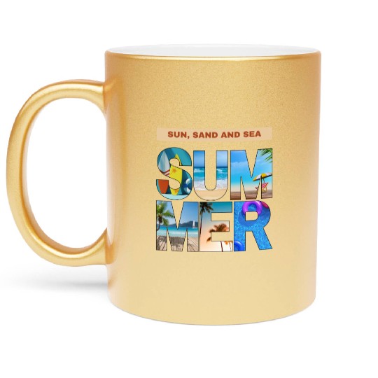 Sun, Sand and Sea Summer outfits for men Metallic Mugs