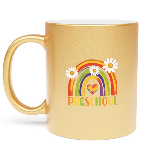 Preschool Rainbow Back to School Preschool Teacher Metallic Mugs