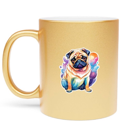Pug Watercolor Metallic Mugs