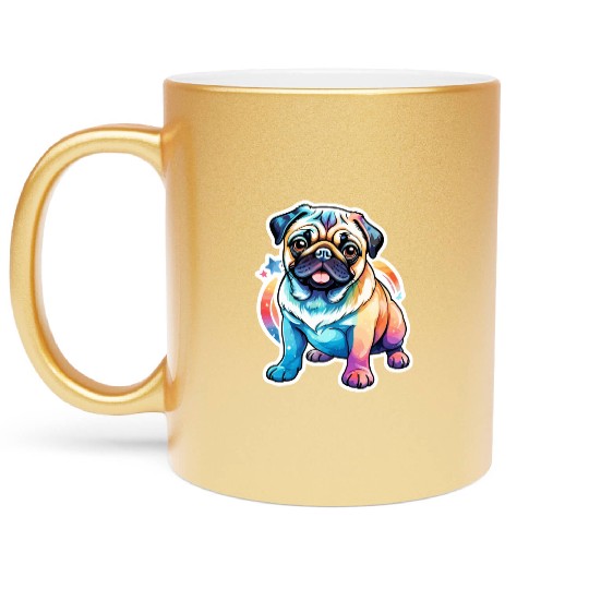 Pug Watercolor Metallic Mugs