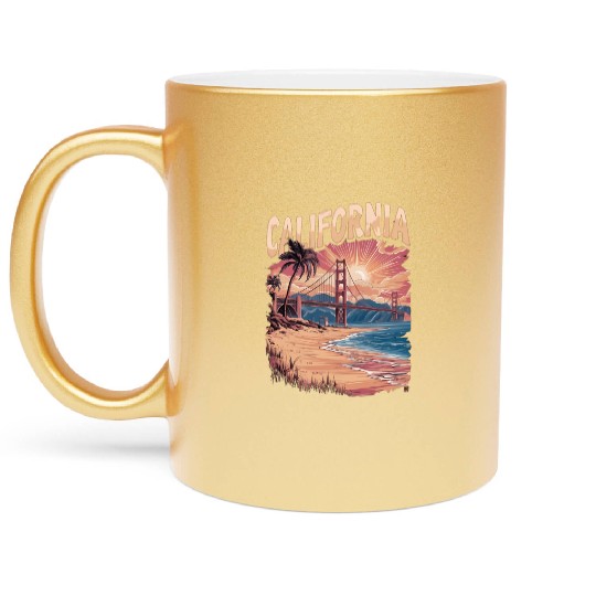 CALIFORNIA GOLDEN GATE BRIDGE BAY AREA Metallic Mugs