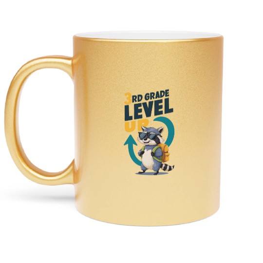 3RD Grade Level Up Back To School Design Metallic Mugs