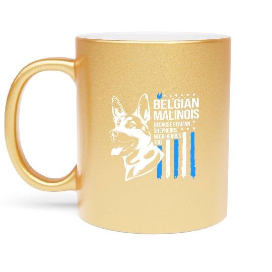 4th Of July US Flag Belgian Malinois K9 Dog Metallic Mugs