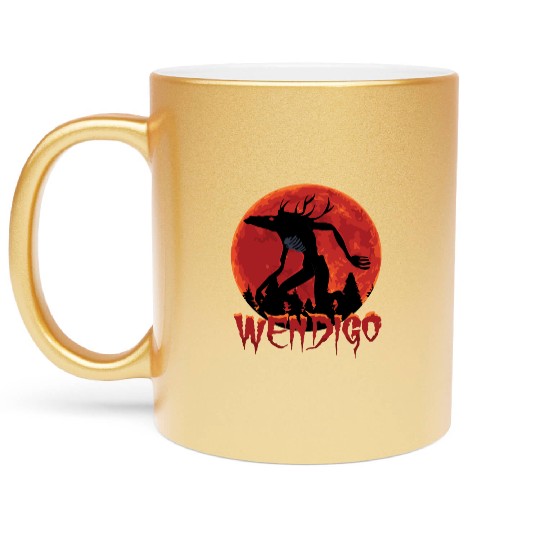 Cryptid Monsters Folk Wendigo Cryptid Creepy Metallic Mugs