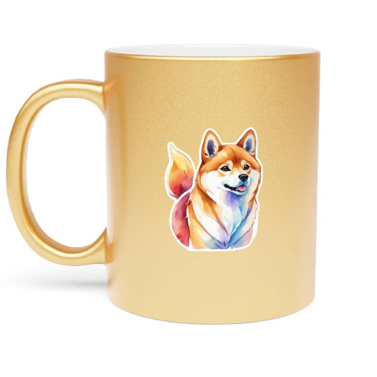 Shiba Inu Watercolor Metallic Mugs