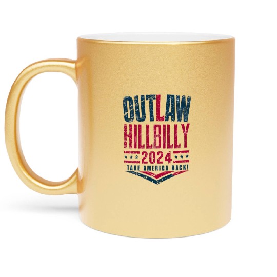Vintage Elections Outlaw Hillbilly US Flag Metallic Mugs
