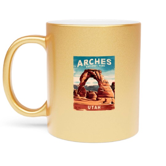 Vintage Travel Arches National Park Utah Landscape Metallic Mugs