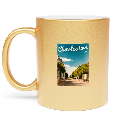 Vintage Travel Charleston South Carolina Retro Metallic Mugs