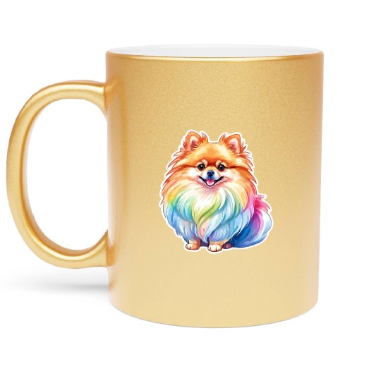 Pomeranian Watercolor Metallic Mugs