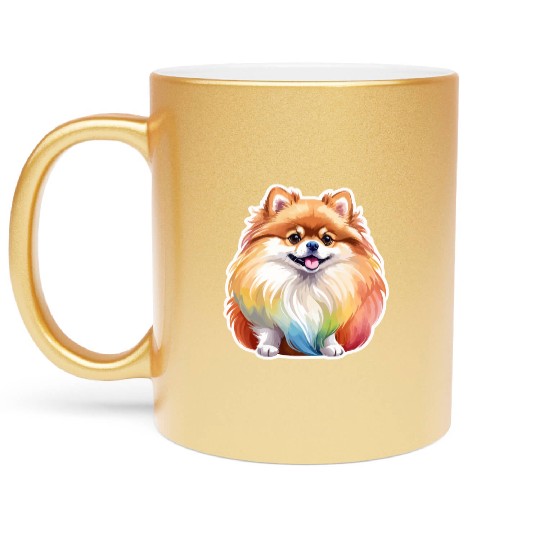 Pomeranian Watercolor Metallic Mugs