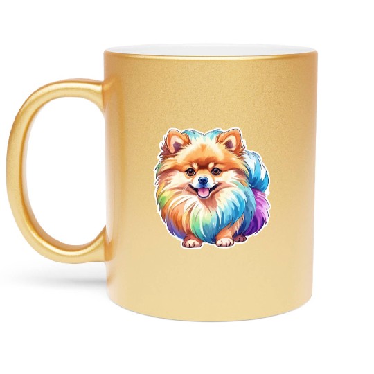 Pomeranian Watercolor Metallic Mugs