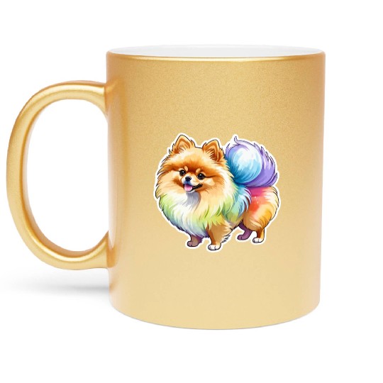 Pomeranian Watercolor Metallic Mugs