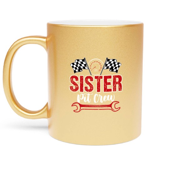 Birthday Party Racing Family Sister Pit Crew Metallic Mugs