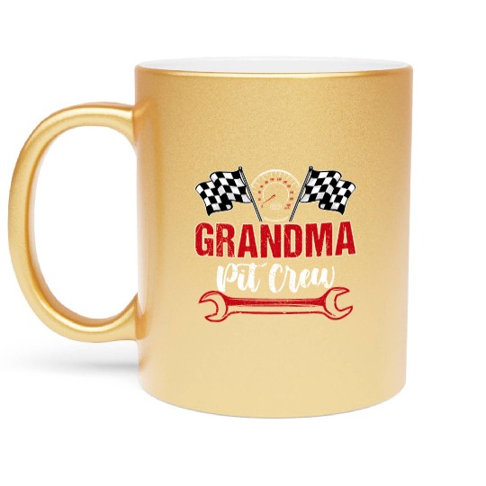 Race Car Birthday Racing Family Grandma Pit Crew Metallic Mugs
