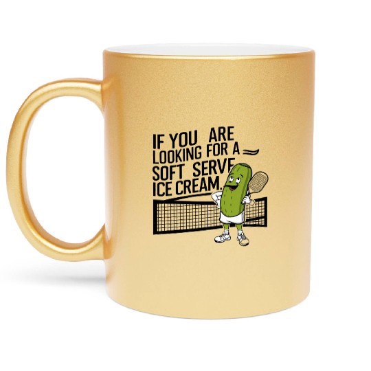 pickle character plays tennis Metallic Mugs