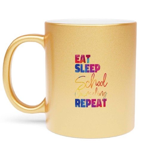 School Counselor Watercolor Eat Metallic Mugs
