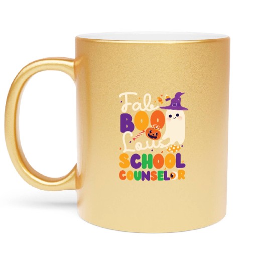 School Counselor Halloween Ghost Metallic Mugs