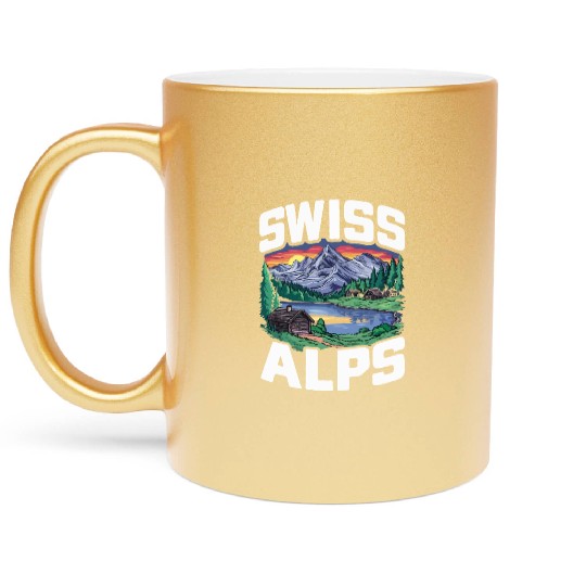Swiss Alps Switzerland. Metallic Mugs