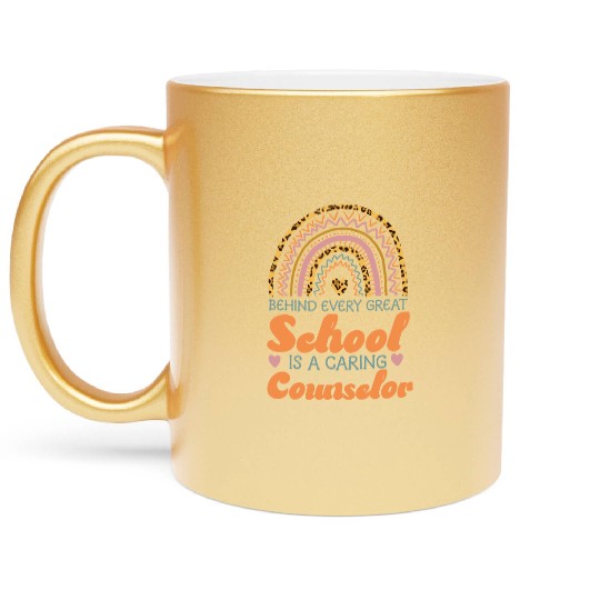 School Counselor Rainbow Behind Metallic Mugs