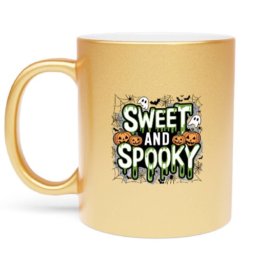 Sweet and Spooky - Sweet Halloween Saying Metallic Mugs