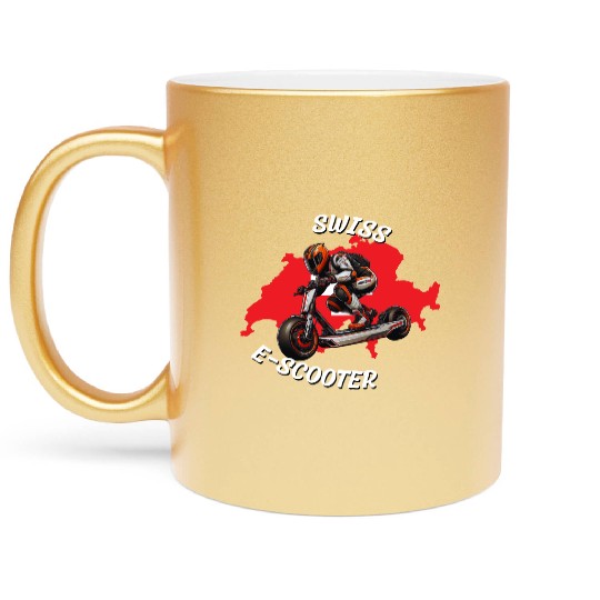 Swiss e-scooter rider Switzerland sport desing Metallic Mugs