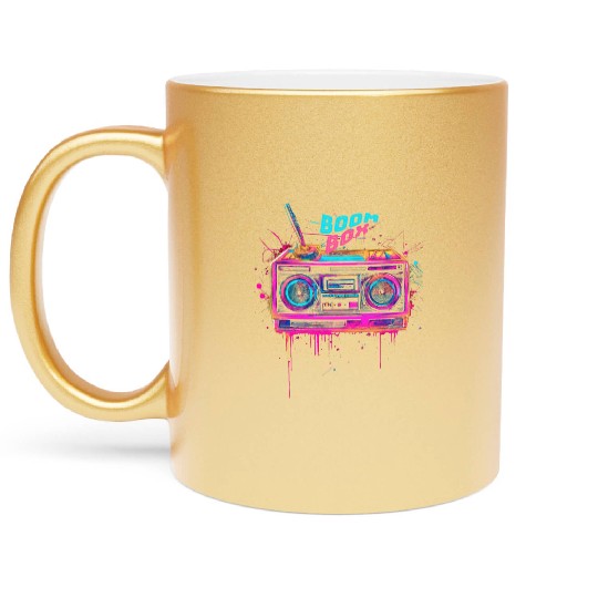 boombox 80s music Metallic Mugs