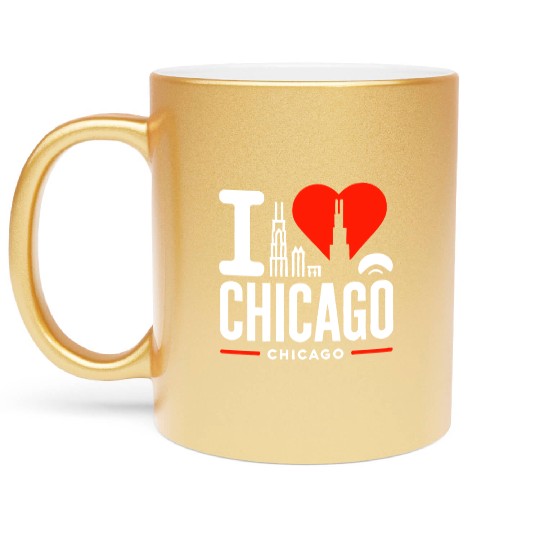 I Love Chicago The Windy City Chi-Town Metallic Mugs
