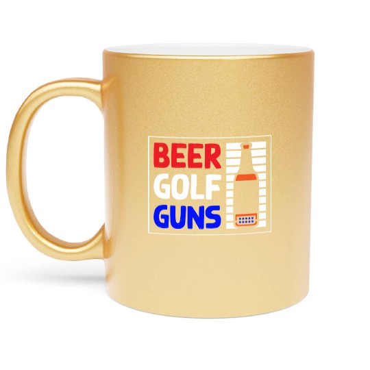 Beer Golf Guns Metallic Mugs