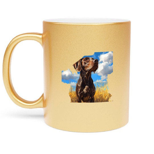 German Shorthaired Pointer Watercolor Picture Metallic Mugs