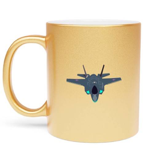 Stealthy F-35 Fighter Jet Design Metallic Mugs
