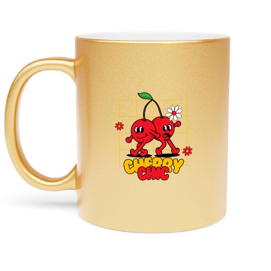 Funky Cherry Chic Sweet Style with a Playful Twist Metallic Mugs