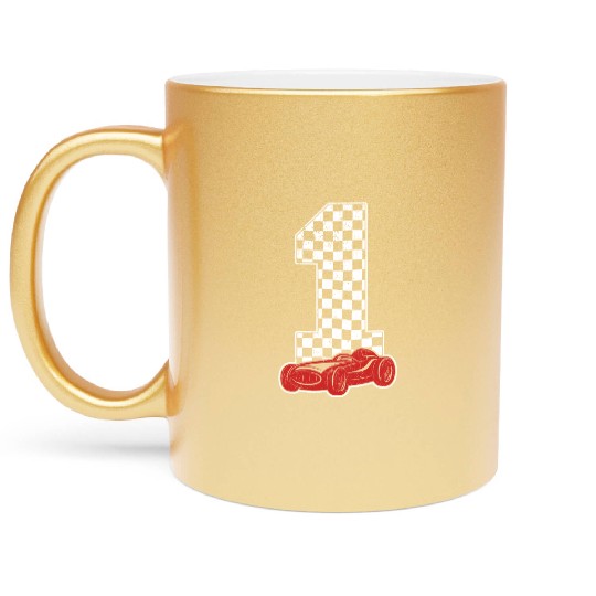 01 Year Old Pit Crew Boy Car Racing 1st Birthday Metallic Mugs
