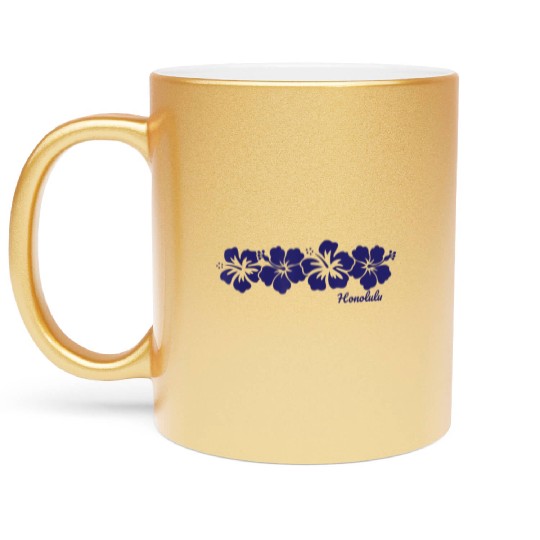 Honolulu Hawaii Hibiscus Flower Vacation Souvenir Metallic Mugs