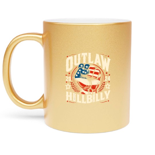 Vintage Retro US Flag Outlaw Hillbilly 2024 Trump Metallic Mugs