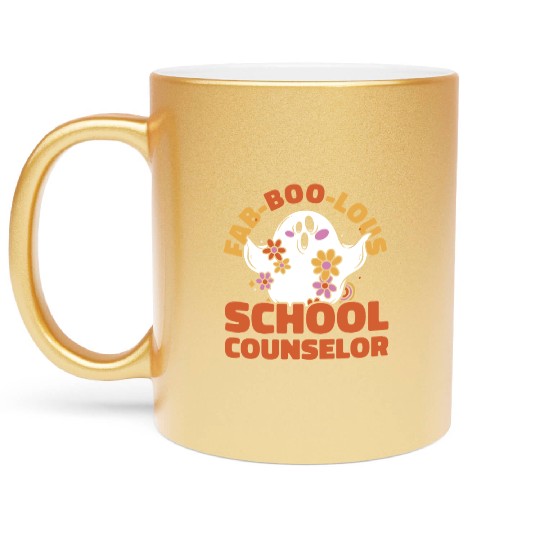 School Counselor Halloween Ghost Metallic Mugs